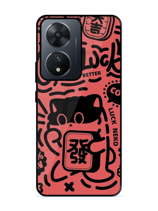 Lucky Cat Doodle Glossy Soft Edge Case for Vivo T2 (5G) Chachhi