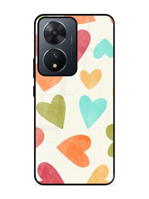 Watercolor Hearts Glossy Soft Edge Case for Vivo T2 (5G) Chachhi