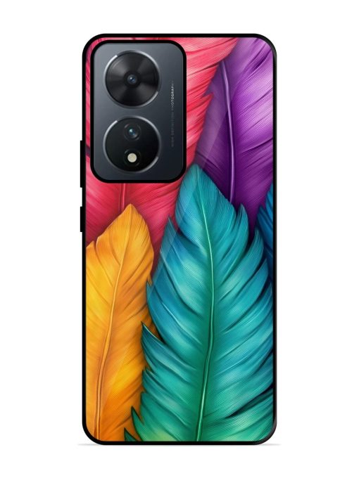 Rainbow Feathers Glossy Soft Edge Case for Vivo T2 (5G) Chachhi