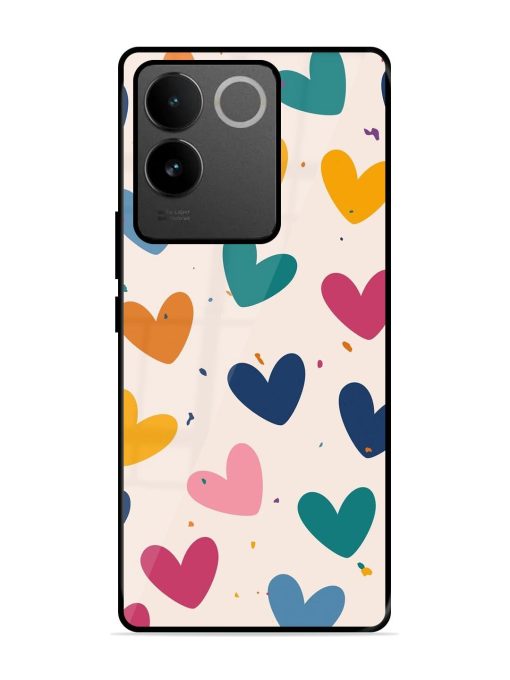 Rainbow Hearts Glossy Soft Edge Case for Vivo T2 Pro (5G) Chachhi