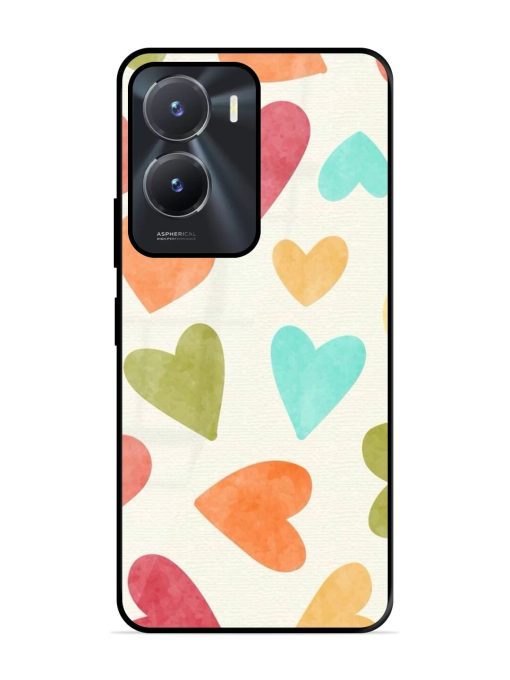 Watercolor Hearts Glossy Soft Edge Case for Vivo T2X (5G) Chachhi