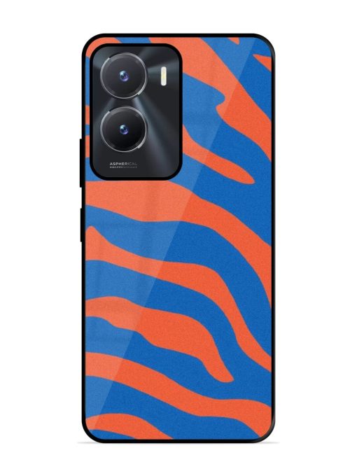 Zebra Stripes In Blue And Orange Glossy Soft Edge Case for Vivo T2X (5G) Chachhi