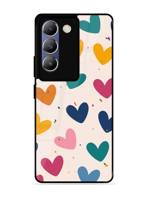 Rainbow Hearts Glossy Soft Edge Case for Vivo T3 (5G)