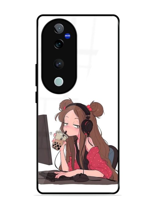 Girl Playing On Pc Glossy Soft Edge Case for Vivo T3 Ultra (5G) Chachhi