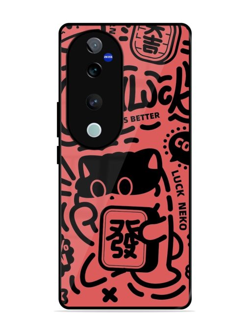 Lucky Cat Doodle Glossy Soft Edge Case for Vivo T3 Ultra (5G) Chachhi