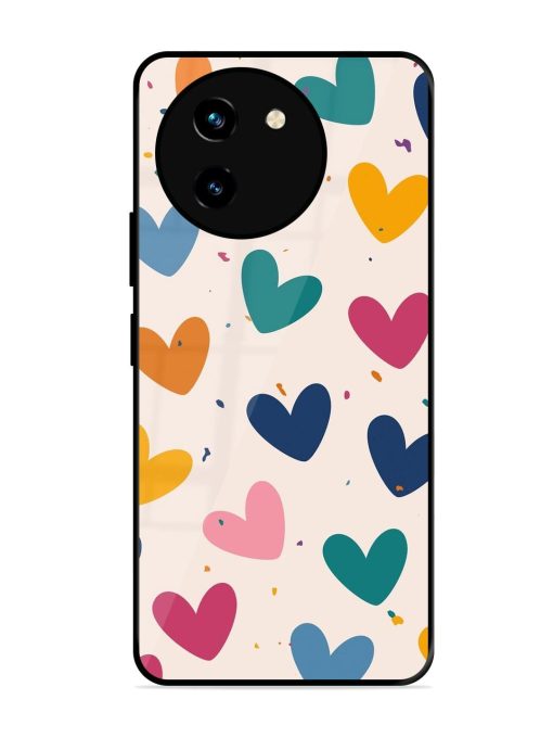 Rainbow Hearts Glossy Soft Edge Case for Vivo T3X (5G) Chachhi