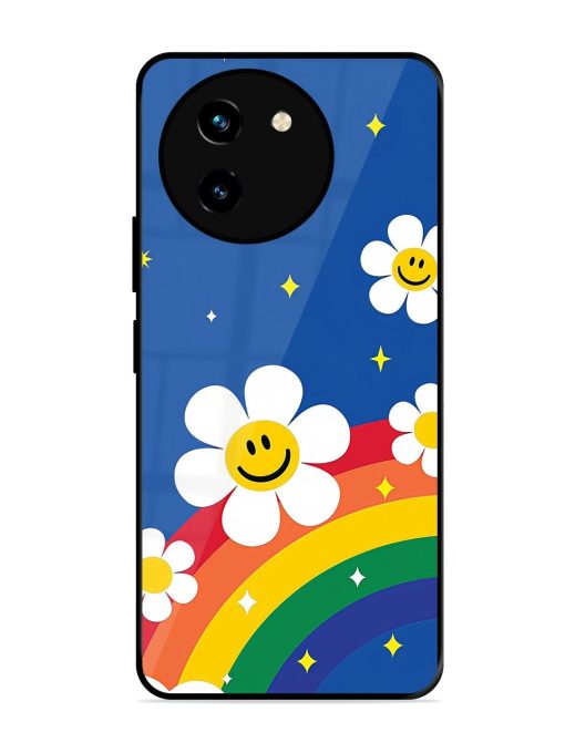 Happy Daisies And Rainbow Sky Glossy Soft Edge Case for Vivo T3X (5G)