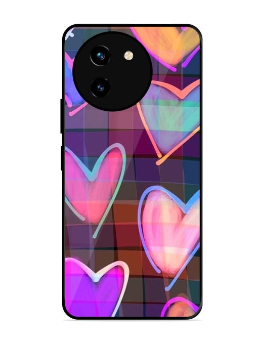 Neon Hearts Glossy Soft Edge Case for Vivo T3X (5G) Chachhi