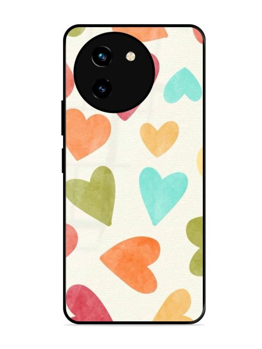 Watercolor Hearts Glossy Soft Edge Case for Vivo T3X (5G) Chachhi