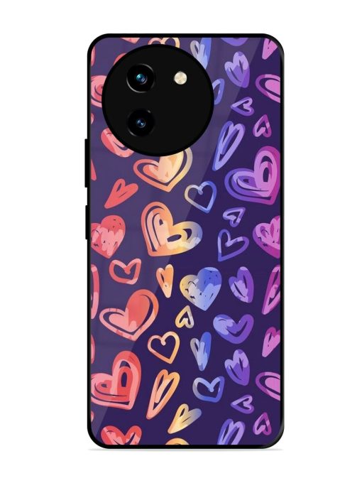 Rainbow Hearts Glossy Soft Edge Case for Vivo T3X (5G) Chachhi