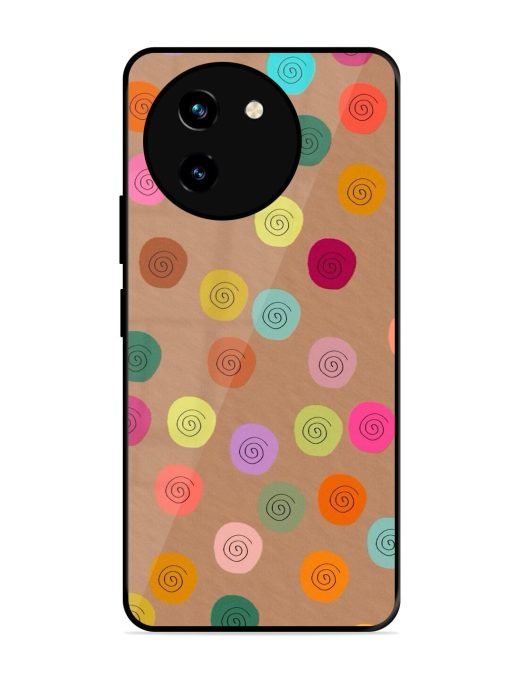 Swirly Dots On Kraft Glossy Soft Edge Case for Vivo T3X (5G) Chachhi