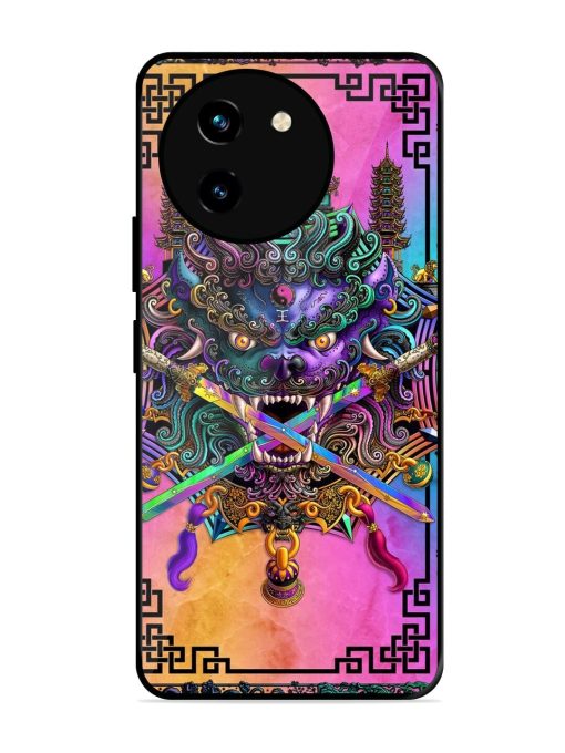 Psychedelic Fu Dog Tapestry Glossy Soft Edge Case for Vivo T3X (5G) Chachhi