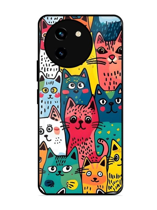 Feline Frenzy Glossy Soft Edge Case for Vivo T3X (5G) Chachhi