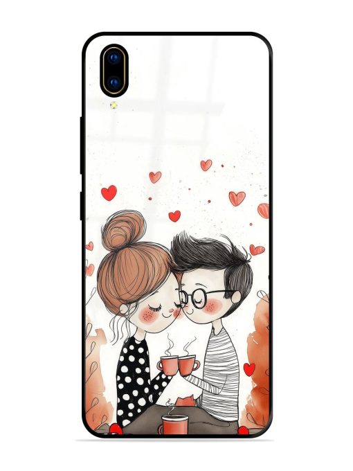 Couple Seating With Coffee Glossy Soft Edge Case for Vivo V11 Pro Chachhi