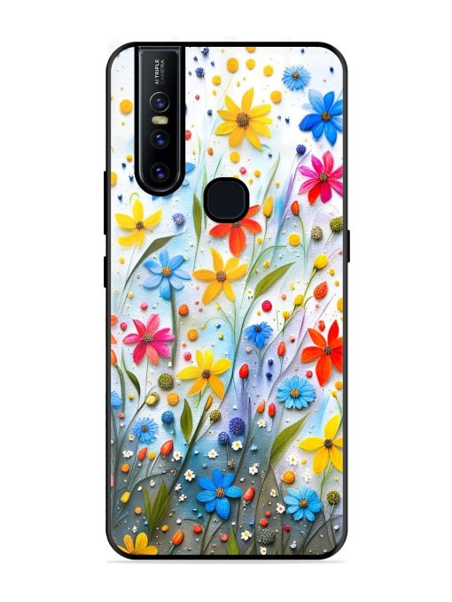 Vibrant Floral Glossy Soft Edge Case for Vivo V15 Chachhi