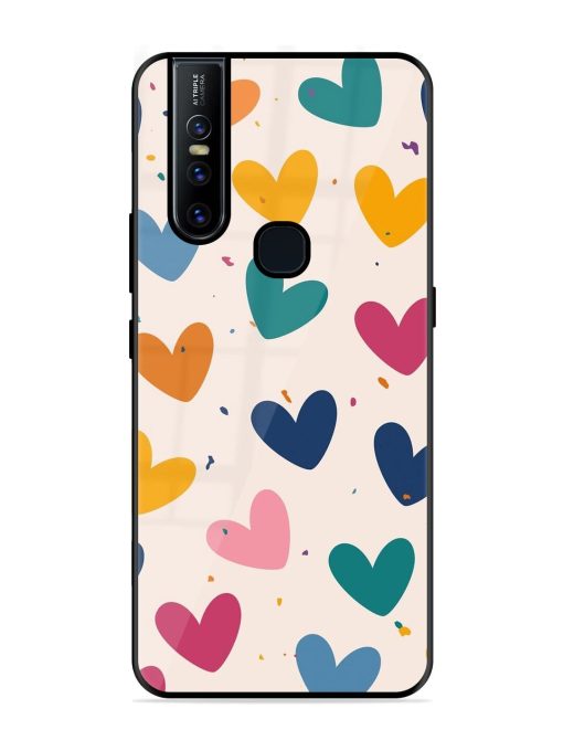 Rainbow Hearts Glossy Soft Edge Case for Vivo V15 Chachhi