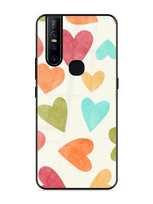 Watercolor Hearts Glossy Soft Edge Case for Vivo V15 Chachhi