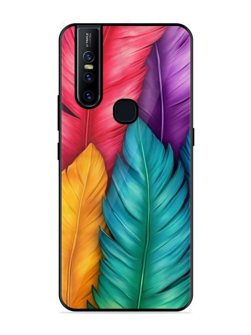 Rainbow Feathers Glossy Soft Edge Case for Vivo V15 Chachhi