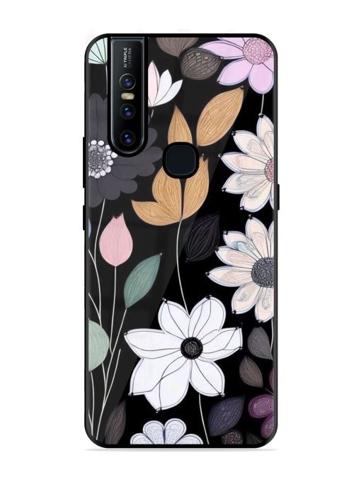 Whimsical Blooms On Black Glossy Soft Edge Case for Vivo V15 Chachhi