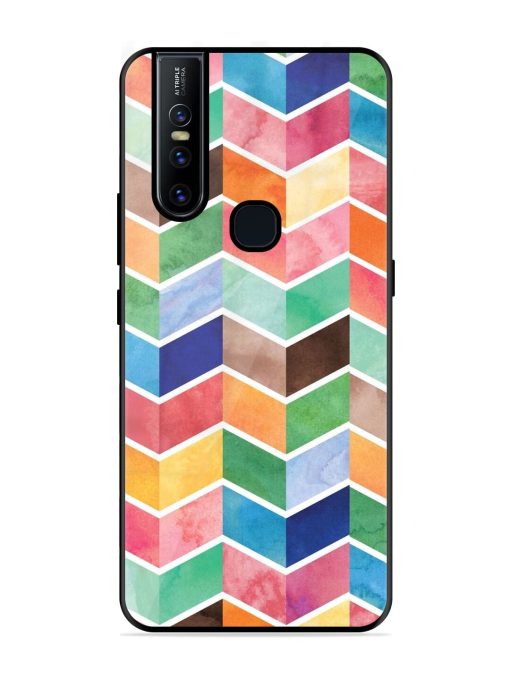 Watercolor Chevron Whimsy Glossy Soft Edge Case for Vivo V15 Chachhi