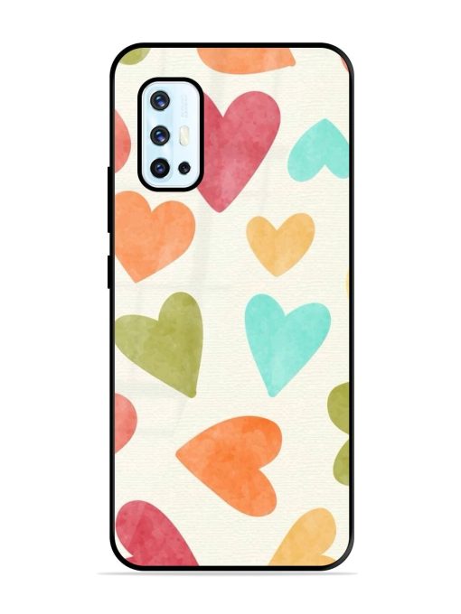 Watercolor Hearts Glossy Soft Edge Case for Vivo V17 Chachhi