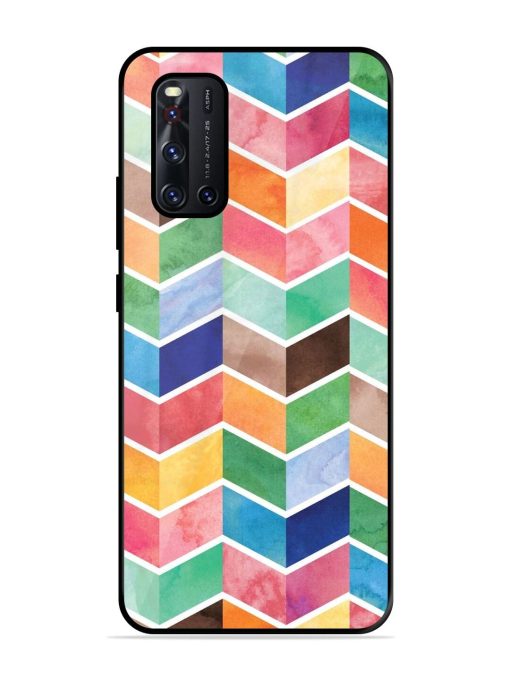 Watercolor Chevron Whimsy Glossy Soft Edge Case for Vivo V19 Chachhi