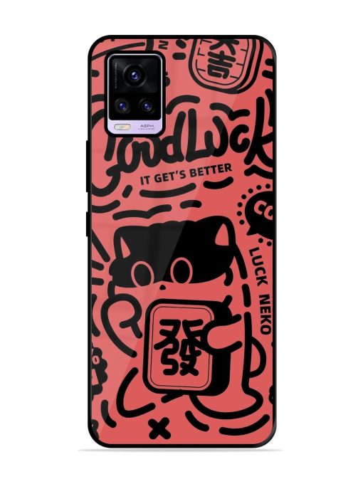 Lucky Cat Doodle Glossy Soft Edge Case for Vivo V20 Pro Chachhi