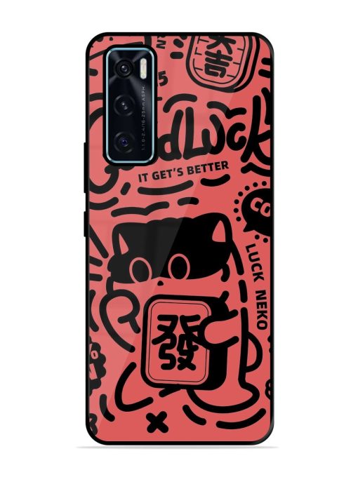 Lucky Cat Doodle Glossy Soft Edge Case for Vivo V20 Se Chachhi