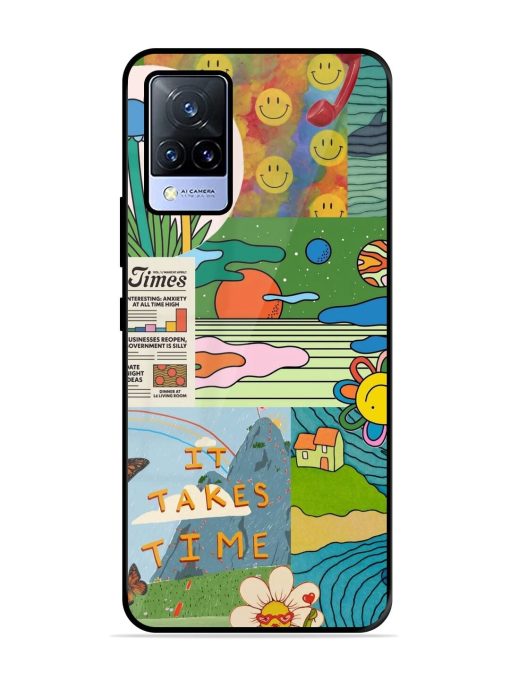 Groovy Vibes Glossy Soft Edge Case for Vivo V21 (5G) Chachhi