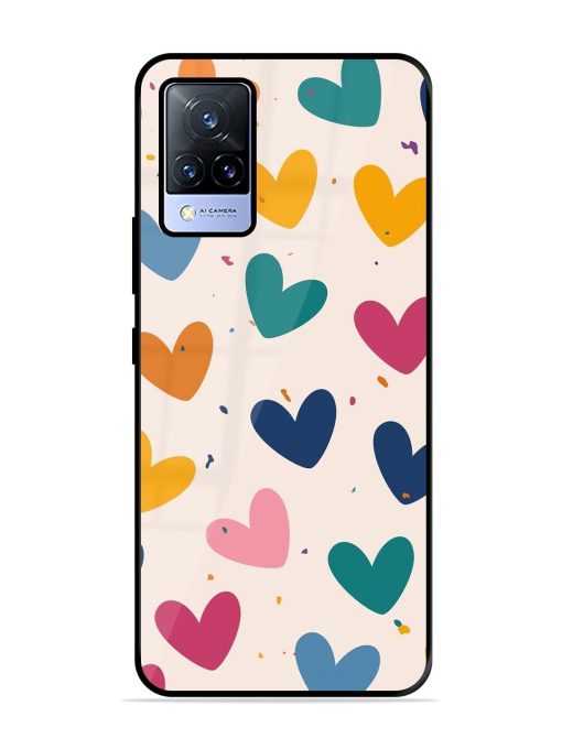 Rainbow Hearts Glossy Soft Edge Case for Vivo V21 (5G) Chachhi