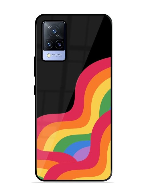 Wavy Rainbow Glossy Soft Edge Case for Vivo V21 (5G) Chachhi