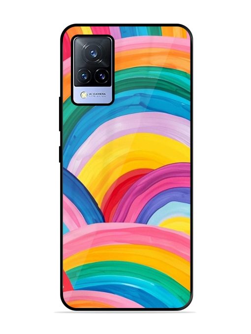 Rainbow Symphony Glossy Soft Edge Case for Vivo V21 (5G) Chachhi