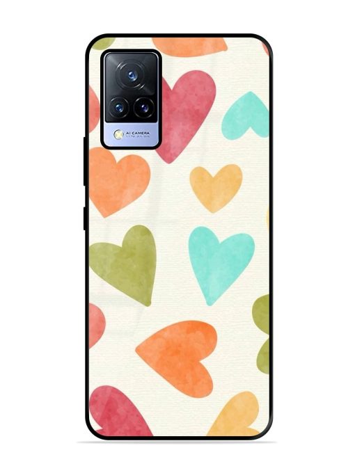 Watercolor Hearts Glossy Soft Edge Case for Vivo V21 (5G) Chachhi