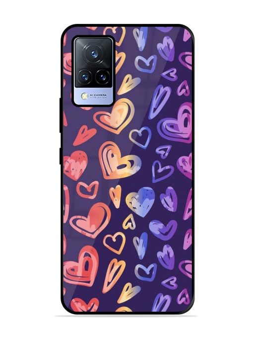 Rainbow Hearts Glossy Soft Edge Case for Vivo V21 (5G) Chachhi