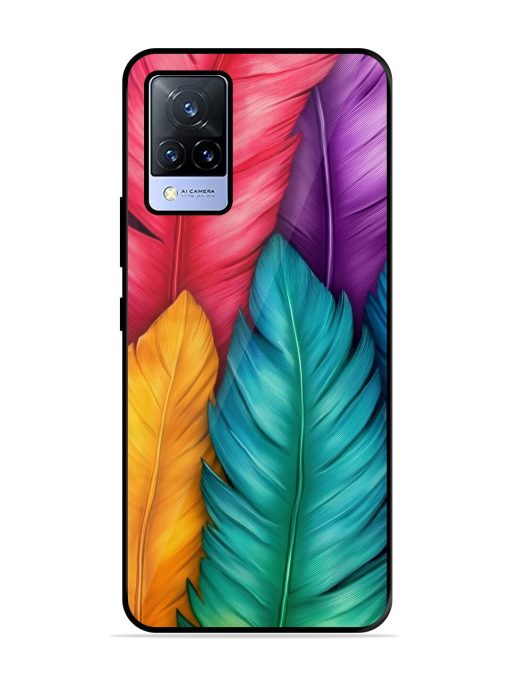 Rainbow Feathers Glossy Soft Edge Case for Vivo V21 (5G) Chachhi