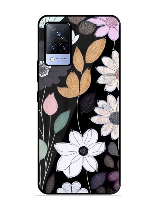 Whimsical Blooms On Black Glossy Soft Edge Case for Vivo V21 (5G) Chachhi