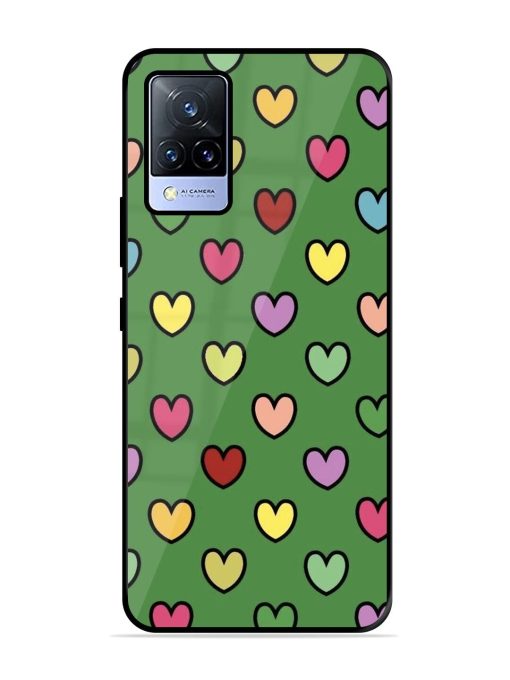 Rainbow Heart Parade Glossy Soft Edge Case for Vivo V21 (5G) Chachhi