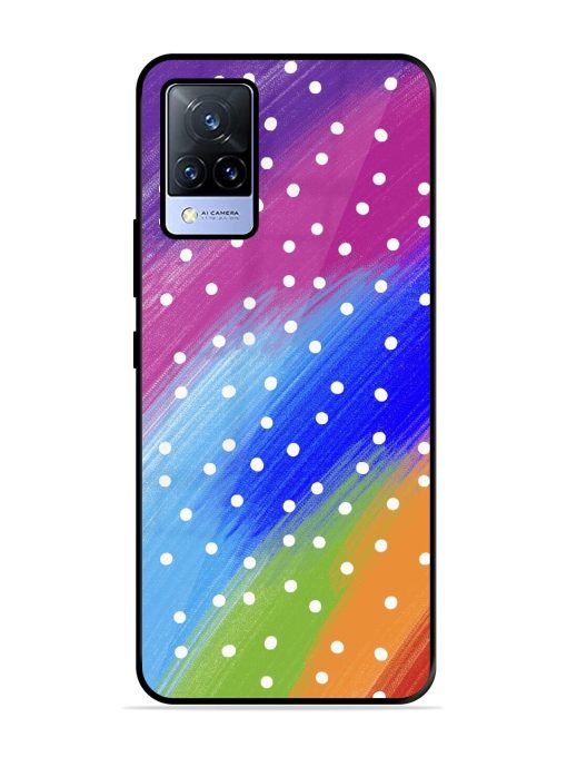 Rainbow Polka Dot Dream Glossy Soft Edge Case for Vivo V21 (5G) Chachhi