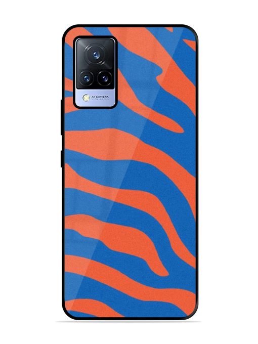 Zebra Stripes In Blue And Orange Glossy Soft Edge Case for Vivo V21 (5G) Chachhi