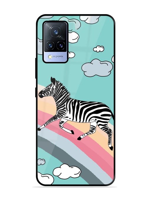 Zebra On A Rainbow Glossy Soft Edge Case for Vivo V21 (5G) Chachhi