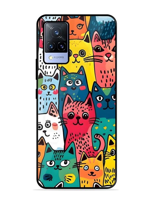 Feline Frenzy Glossy Soft Edge Case for Vivo V21 (5G) Chachhi