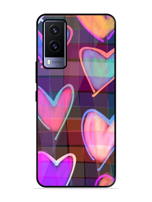 Neon Hearts Glossy Soft Edge Case for Vivo V21E (5G) Chachhi