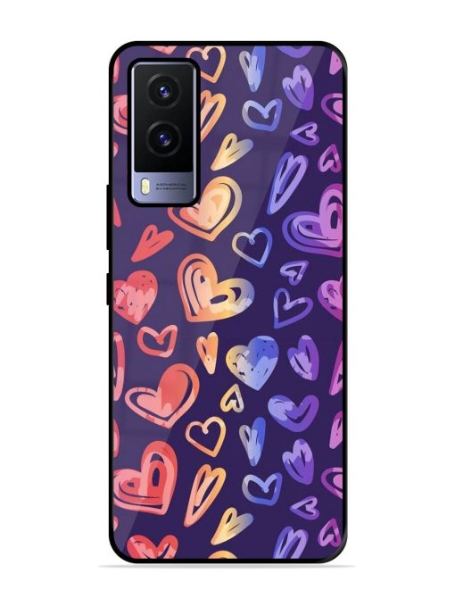 Rainbow Hearts Glossy Soft Edge Case for Vivo V21E (5G) Chachhi