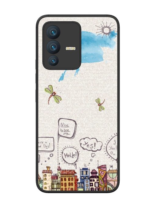 Doodle City Glossy Soft Edge Case for Vivo V23 (5G) Chachhi