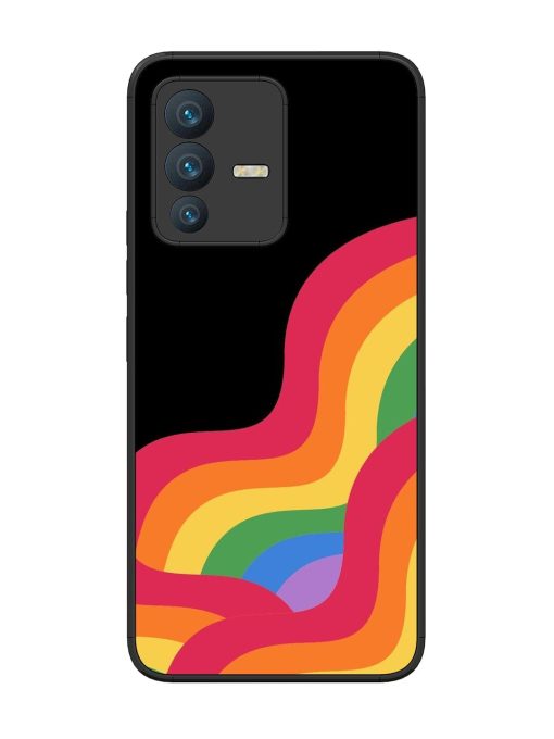 Wavy Rainbow Glossy Soft Edge Case for Vivo V23 (5G) Chachhi