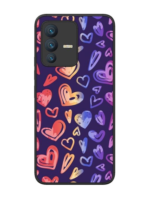 Rainbow Hearts Glossy Soft Edge Case for Vivo V23 (5G) Chachhi