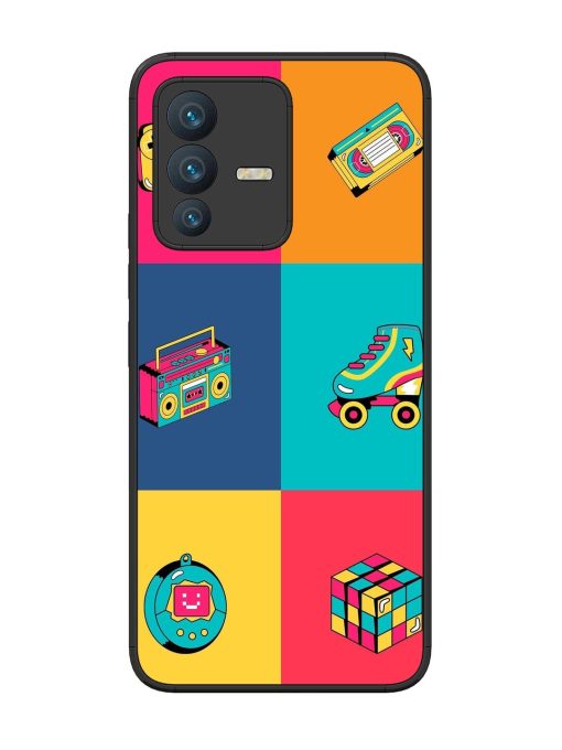 90S Throwback Grid Glossy Soft Edge Case for Vivo V23 (5G)
