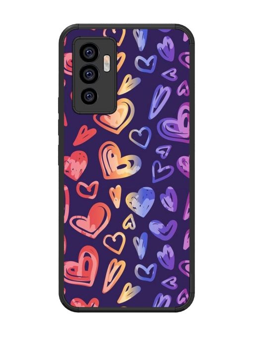 Rainbow Hearts Glossy Soft Edge Case for Vivo V23E (5G)