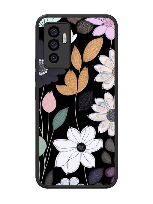 Whimsical Blooms On Black Glossy Soft Edge Case for Vivo V23E (5G)