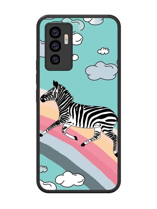 Zebra On A Rainbow Glossy Soft Edge Case for Vivo V23E (5G)